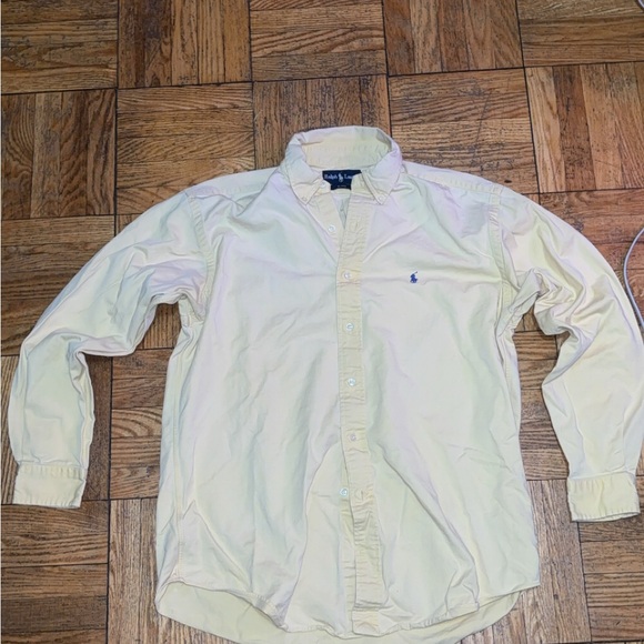 Ralph Lauren Pale Yellow Shirt with Blue Logo - Picture 2 of 2